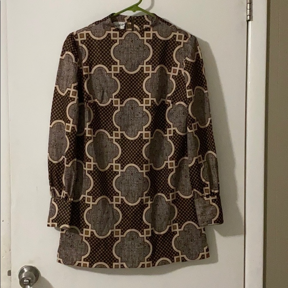 Vtg Saks Fifth Avenue 70s shift dress check print
